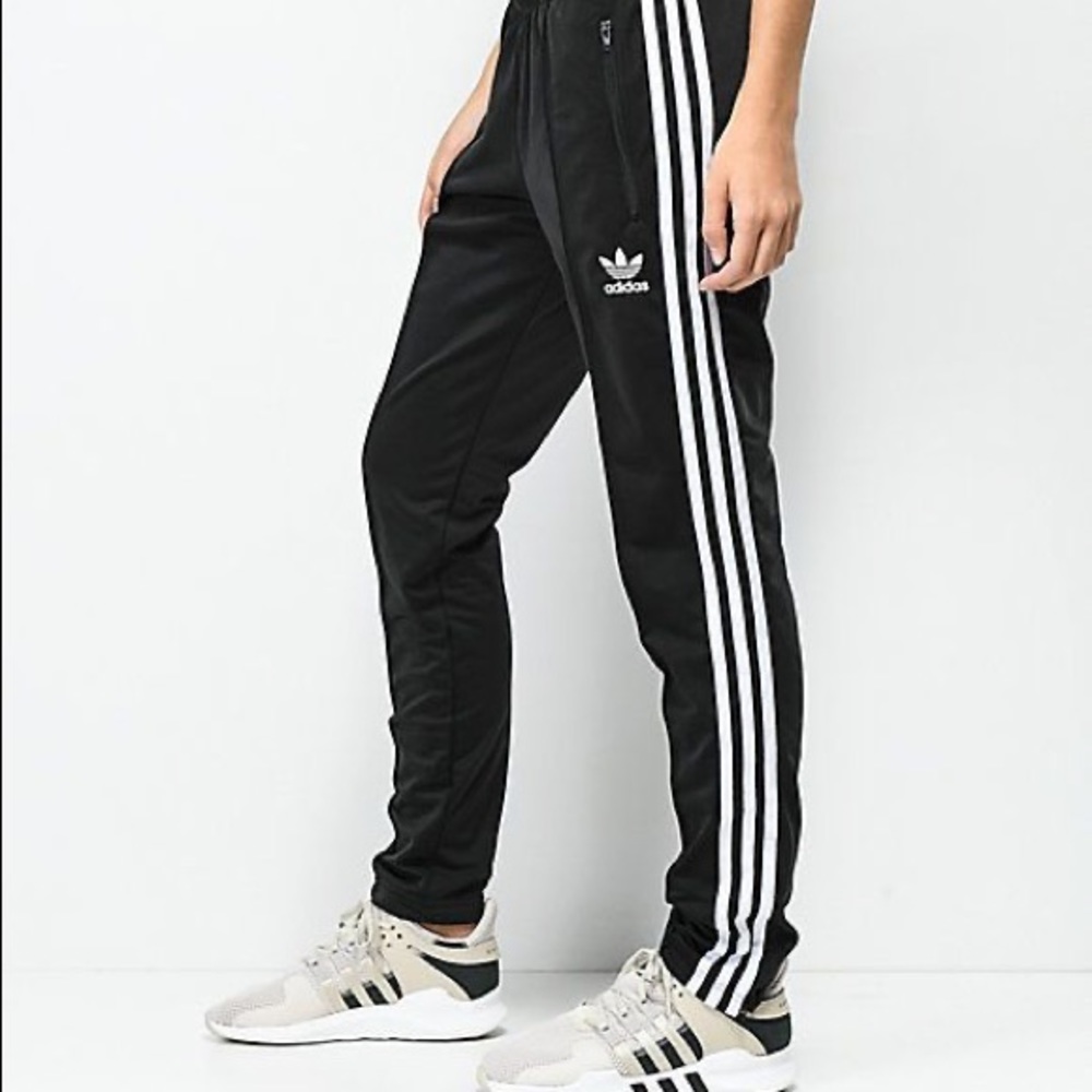 ADIDAS Original 3 Stripe Black White Pants Medium